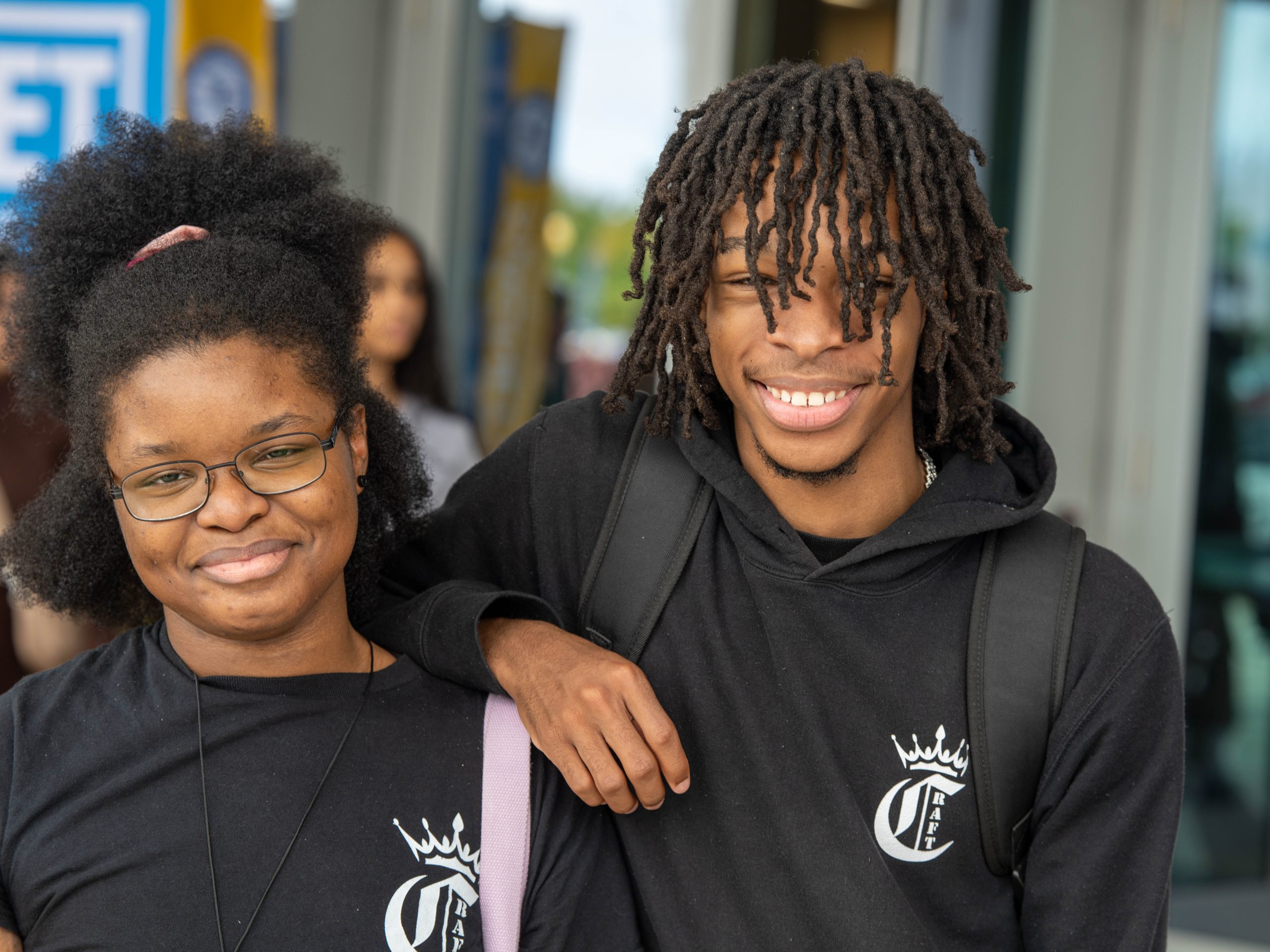 C.R.A.F.T. students smiling together on set